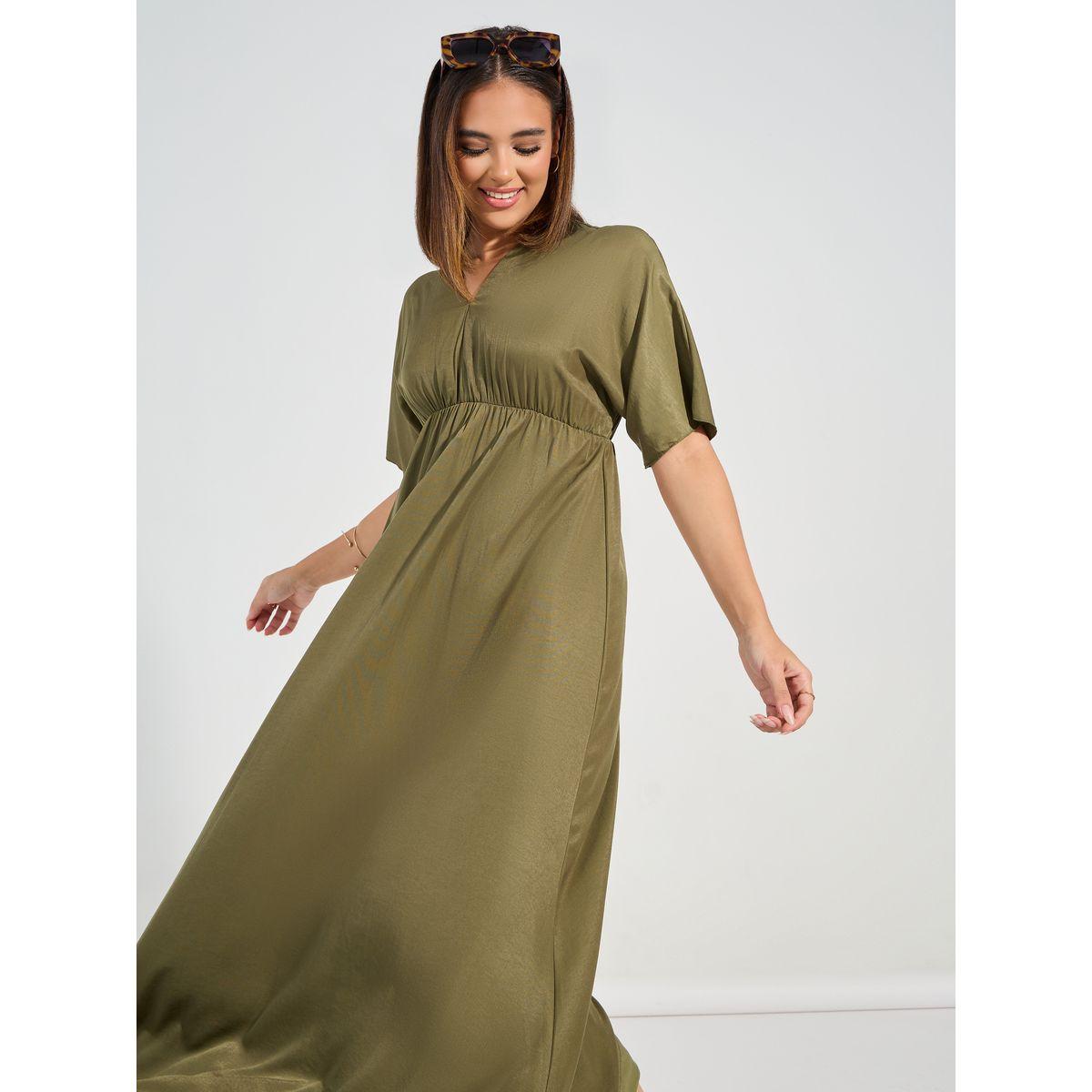 فستان طويل سادة بحافة واسعة كوزي × ستايلي-women-clothing-dresses-image-2