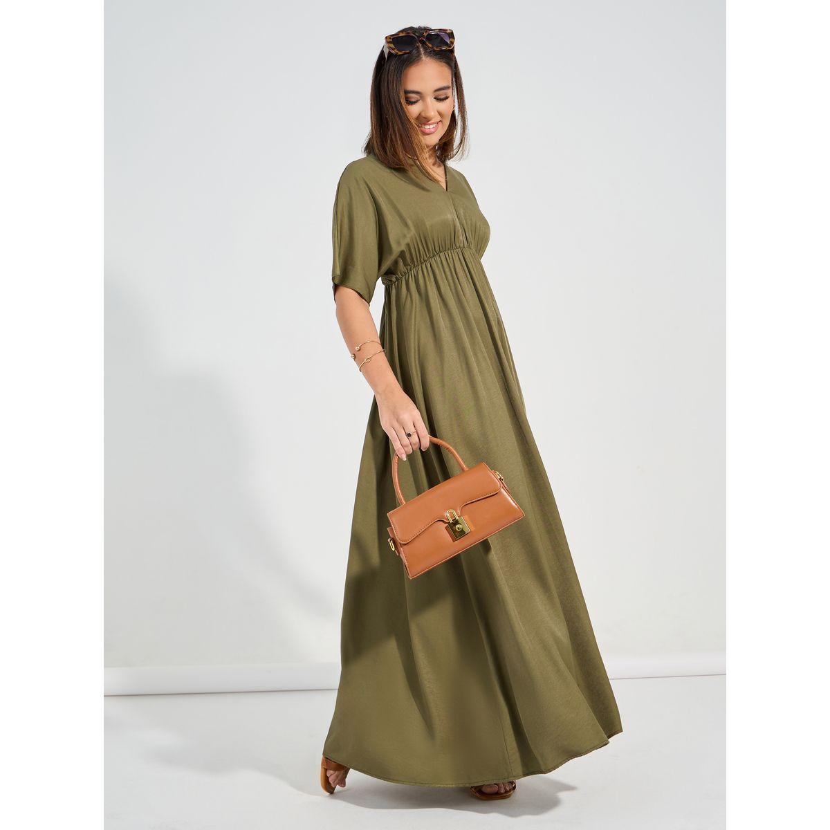 فستان طويل سادة بحافة واسعة كوزي × ستايلي-women-clothing-dresses-image-5