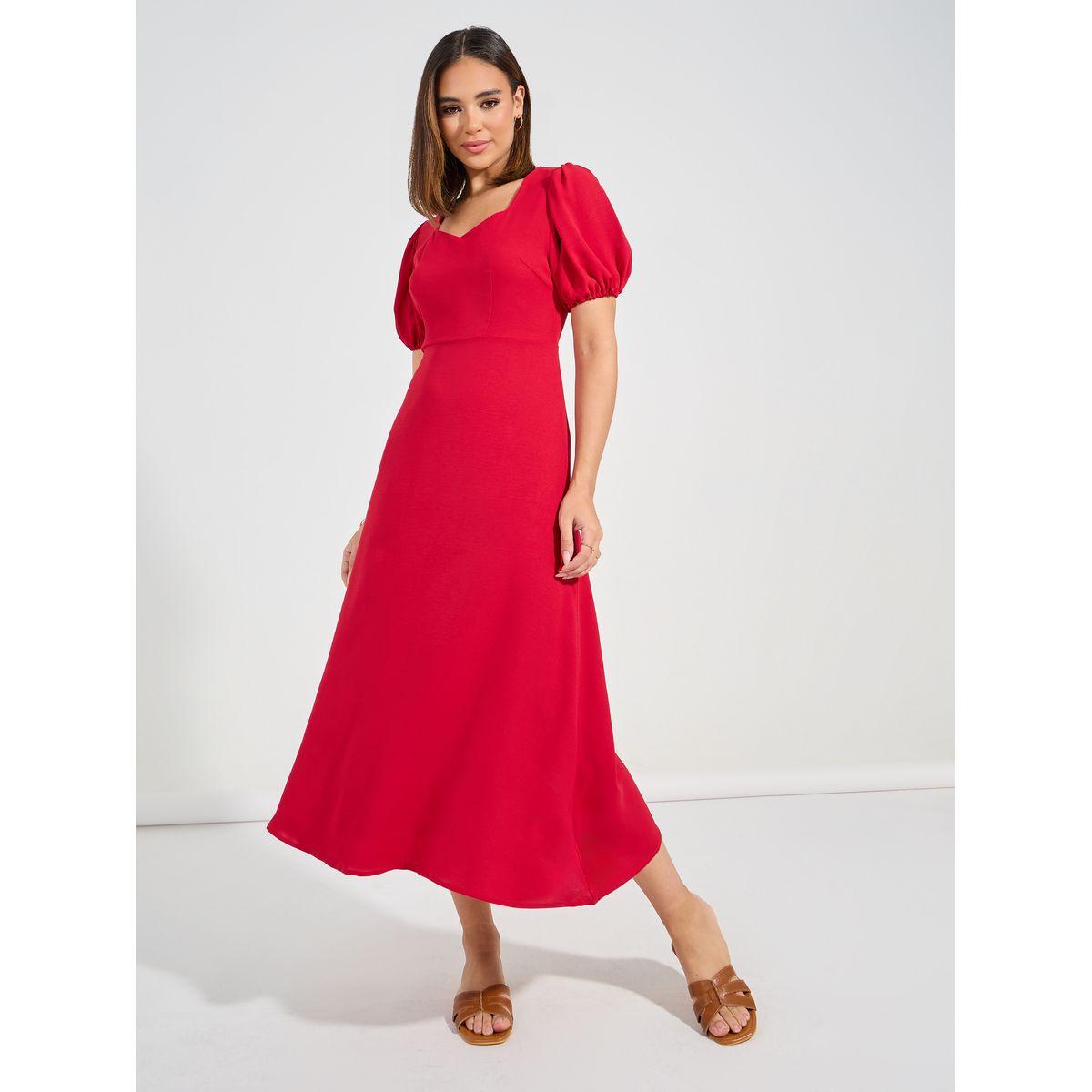 فستان ميدي بياقة على شكل قلب كوزي × ستايلي-women-clothing-dresses-image-6