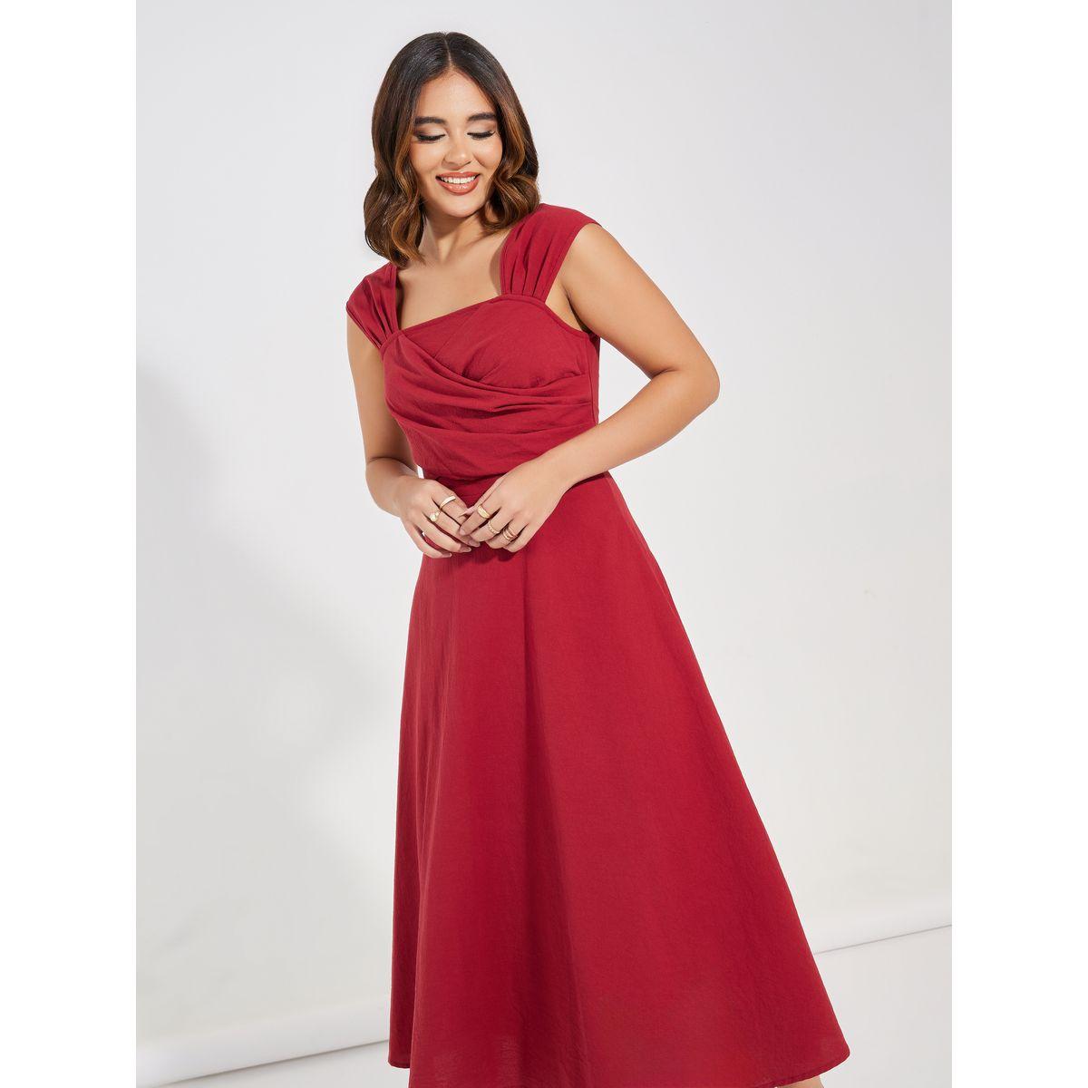 فستان ميدي بلا اكمام ونمط لف كوزي × ستايلي-women-clothing-dresses-image-6