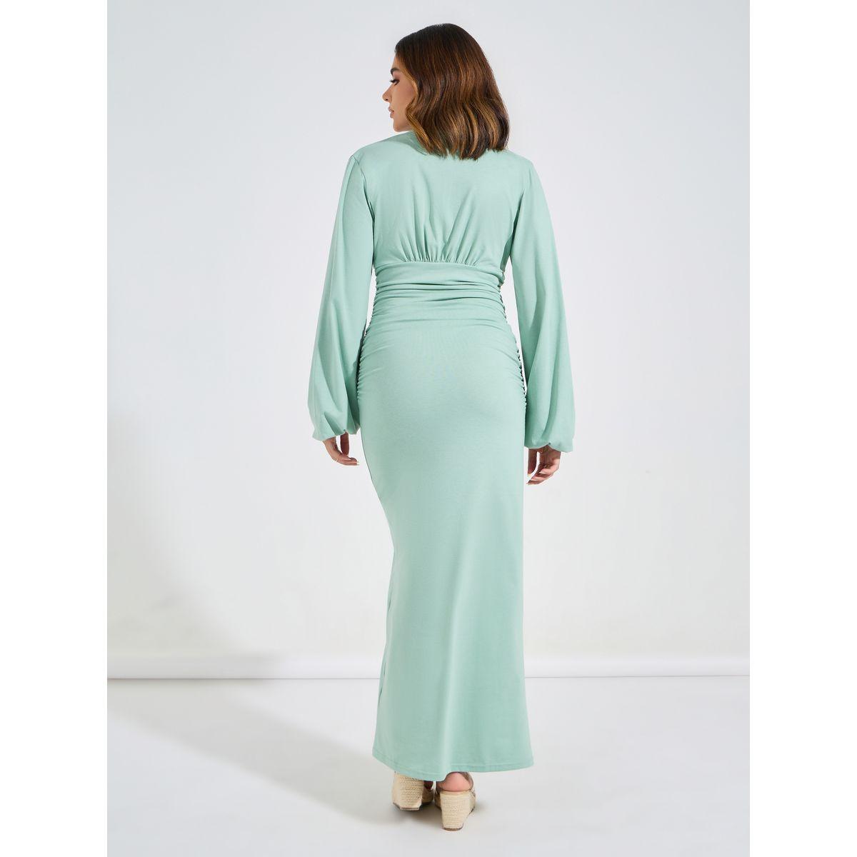 فستان طويل سادة باكمام فوليوم كوزي × ستايلي-women-clothing-dresses-image-6
