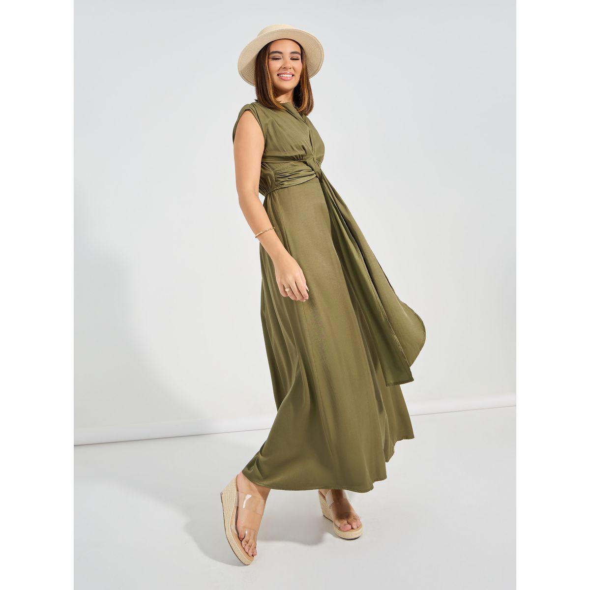 فستان طويل بلا اكمام مع اربطة كوزي × ستايلي-women-clothing-dresses-image-5