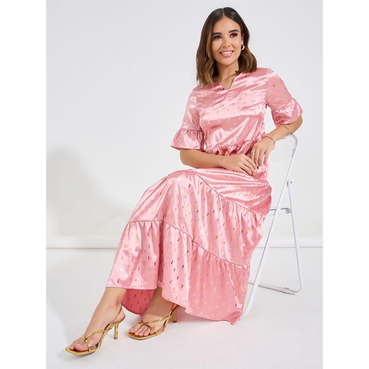 Causey X Styli  Foil Print Tiered Maxi Dress-women-clothing-dresses-image-1