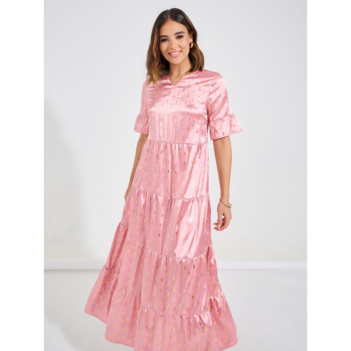 Causey X Styli  Foil Print Tiered Maxi Dress-women-clothing-dresses-image-4