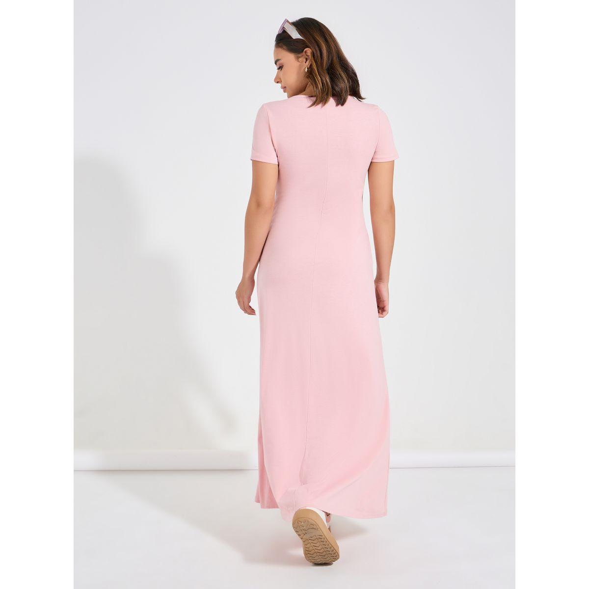 Causey X Styli  Plain Short Sleeves A-Line Maxi Dress-women-clothing-dresses-image-6