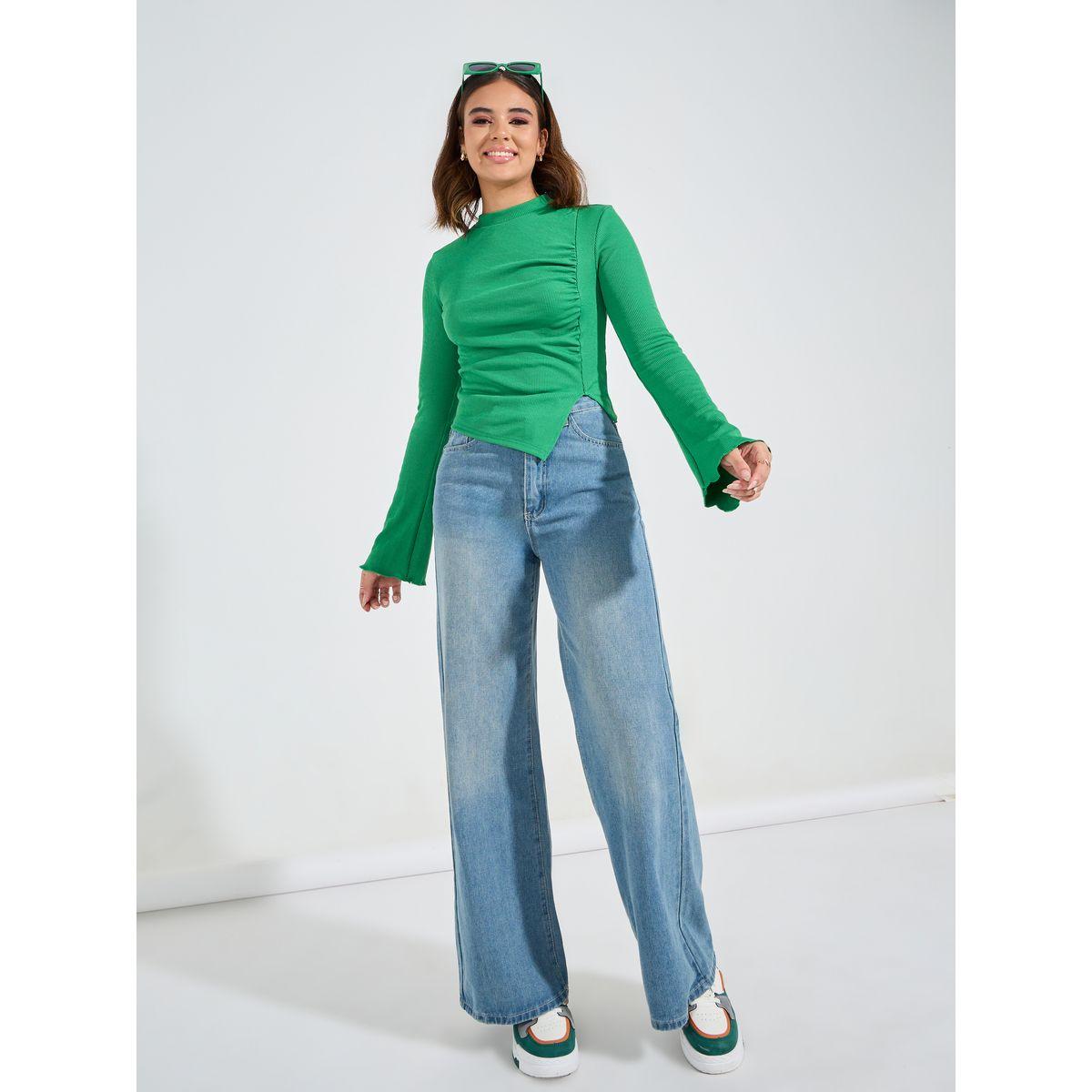 Causey X Styli  Asymmetric Hem Gathered Knit Top-women-clothing-shirtsandblouses-blouses-image-2
