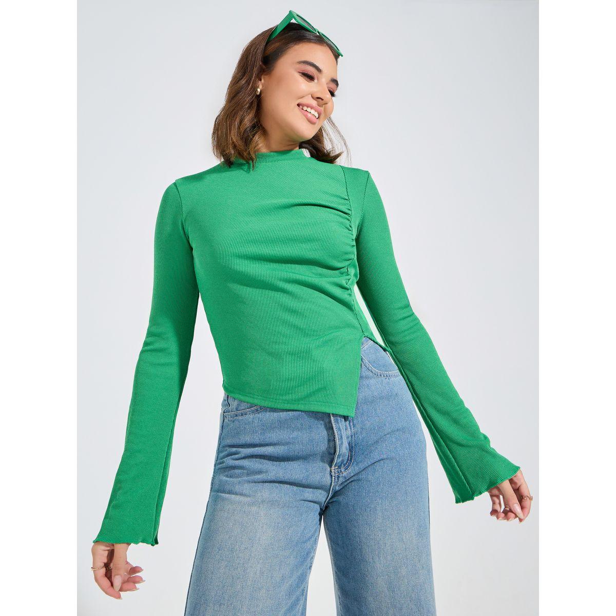 Causey X Styli  Asymmetric Hem Gathered Knit Top-women-clothing-shirtsandblouses-blouses-image-3