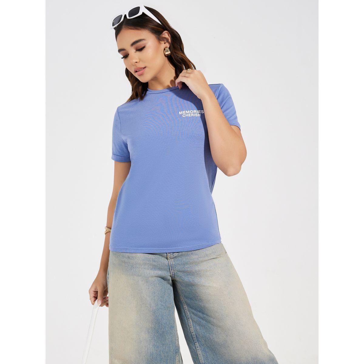 Causey X Styli  Regular Fit Memories Cherish Slogan Print T-Shirt-women-clothing-tshirts-image-1