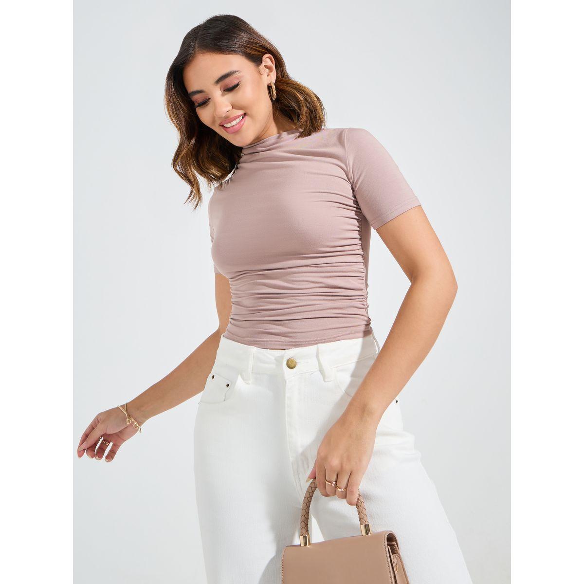 Causey X Styli  Gathered High Neck Knit Top-women-clothing-shirtsandblouses-blouses-image-1