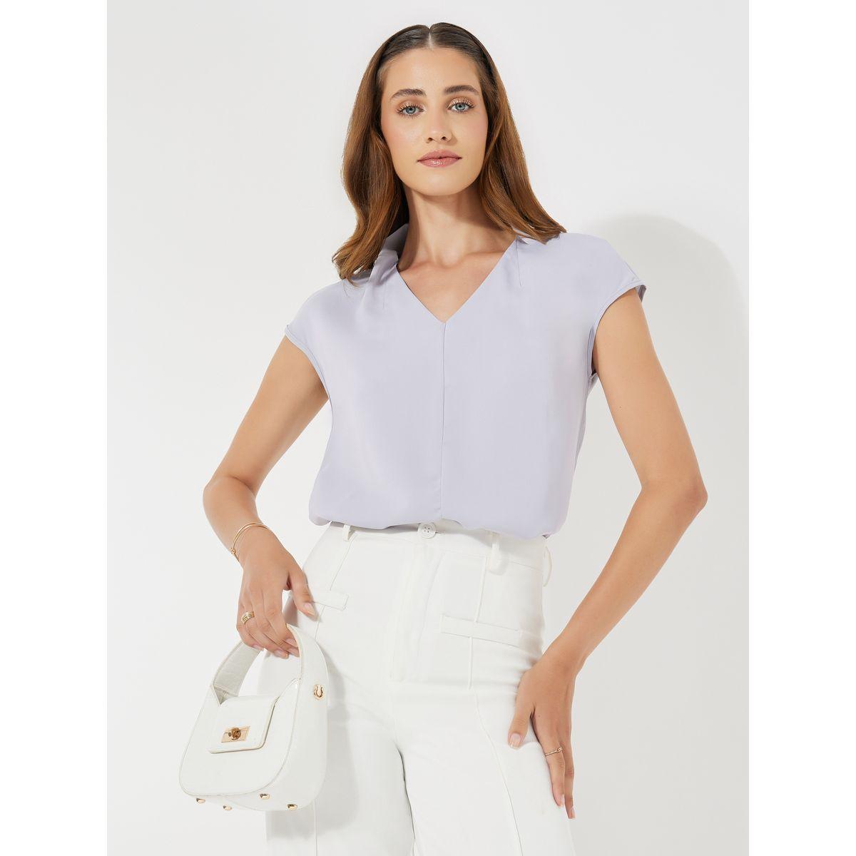 Causey X Styli  Solid Regular Fit Top with Cap Sleeve-women-clothing-shirtsandblouses-blouses-image-1