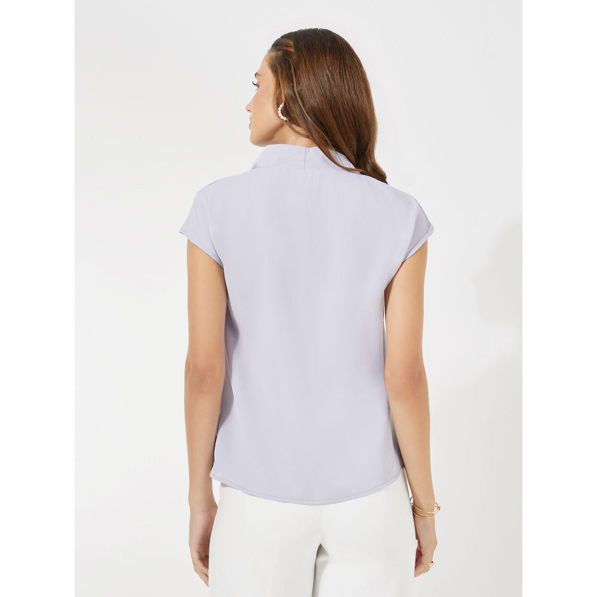 بلوزة سادة بقصة عادية واكمام كاب كوزي × ستايلي-women-clothing-shirtsandblouses-blouses-image-5
