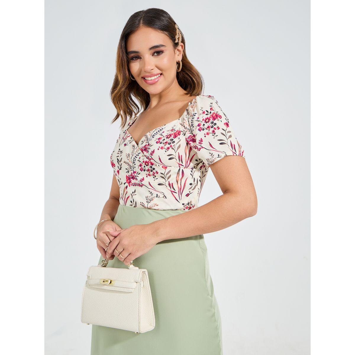 بلوزة مطبعة بزهور مع اكمام منفوخة كوزي × ستايلي-women-clothing-shirtsandblouses-blouses-image-1