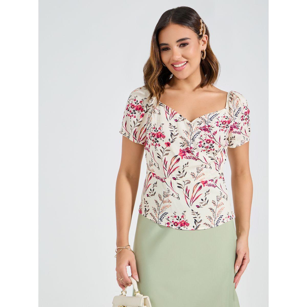 بلوزة مطبعة بزهور مع اكمام منفوخة كوزي × ستايلي-women-clothing-shirtsandblouses-blouses-image-3