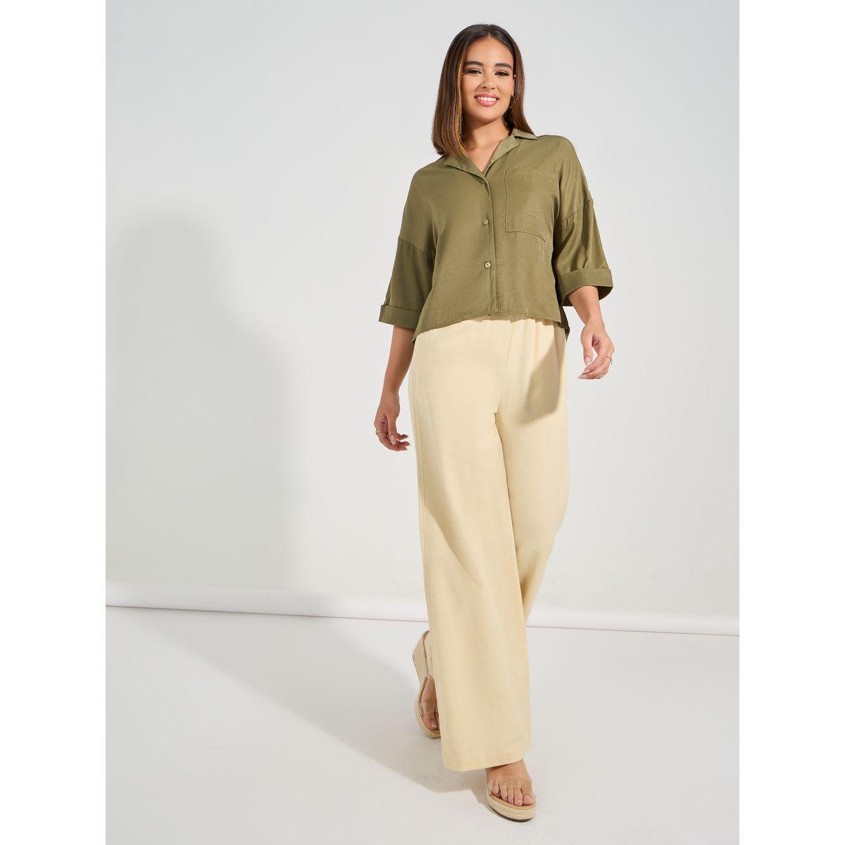 Causey X Styli  Solid Dropped Shoulder Oversized Shirt-women-clothing-shirtsandblouses-shirts-image-2