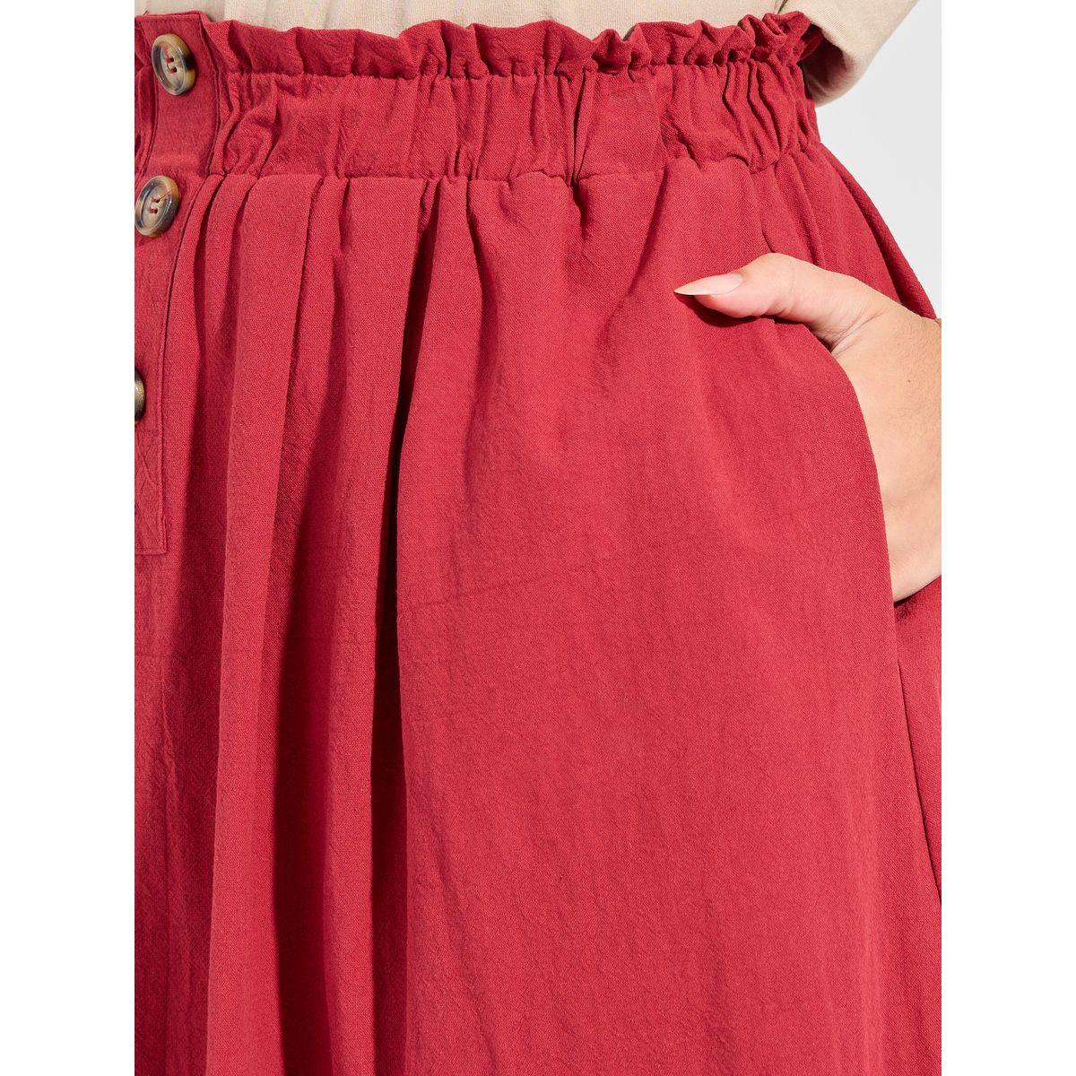 Causey X Styli  Paperbag Waist Midi Skirt with Button Detail-women-clothing-bottoms-skirts-image-3