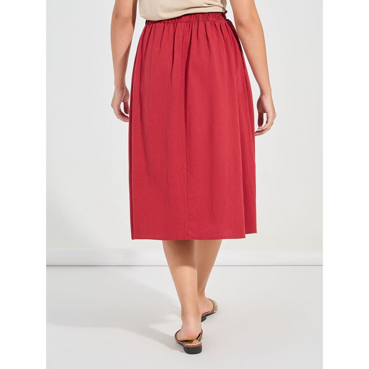 Causey X Styli  Paperbag Waist Midi Skirt with Button Detail-women-clothing-bottoms-skirts-image-4