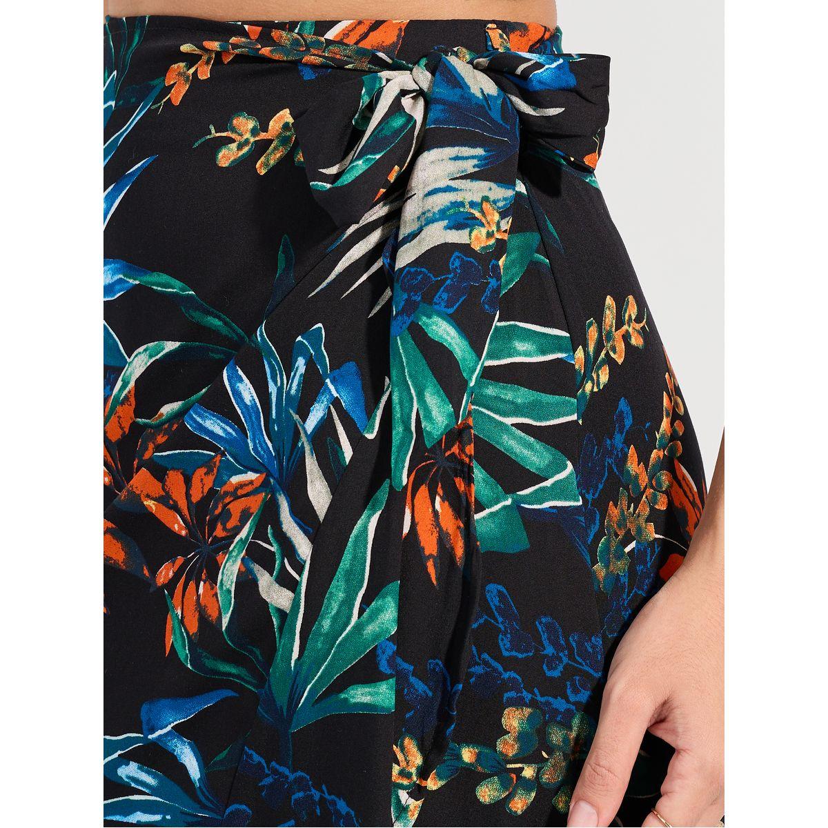 تنورة طويل بنمط لف وطبعة استوائية كوزي × ستايلي-women-clothing-bottoms-skirts-image-3