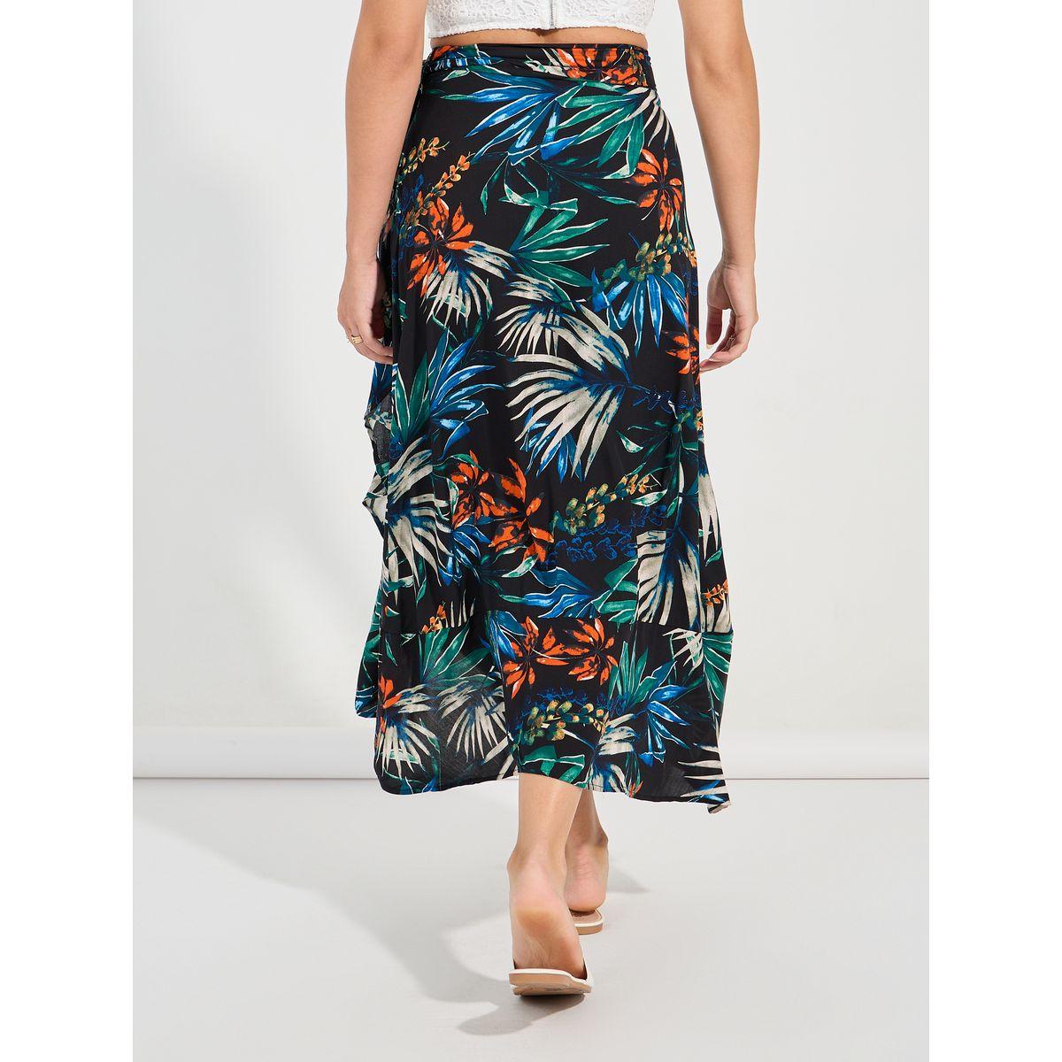 تنورة طويل بنمط لف وطبعة استوائية كوزي × ستايلي-women-clothing-bottoms-skirts-image-4