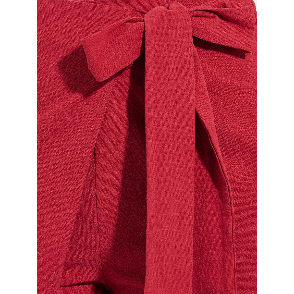 Causey X Styli  Wrap Over Style Wide Leg Pants with Self Tie Up-women-clothing-bottoms-trousers-image-3