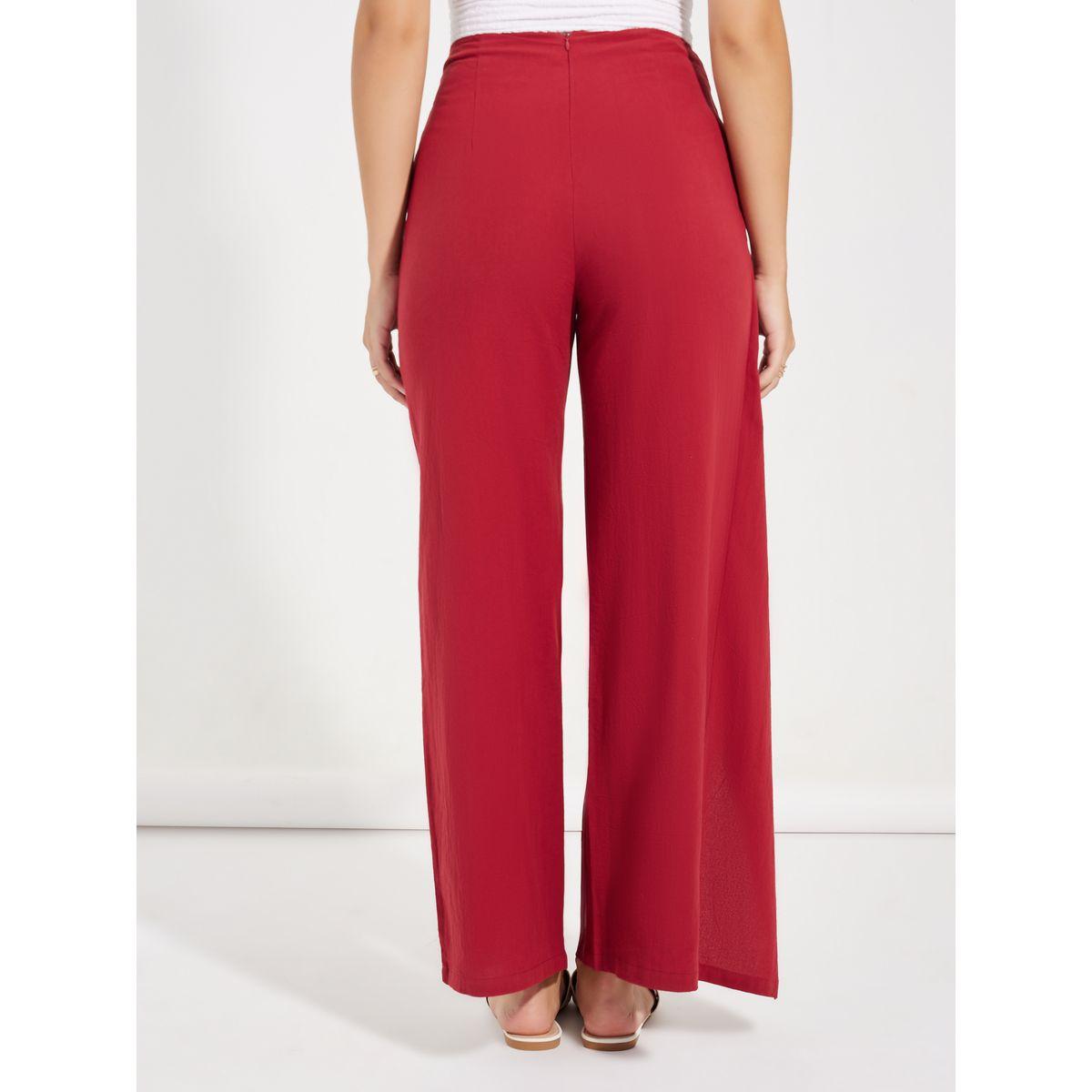 Causey X Styli  Wrap Over Style Wide Leg Pants with Self Tie Up-women-clothing-bottoms-trousers-image-4