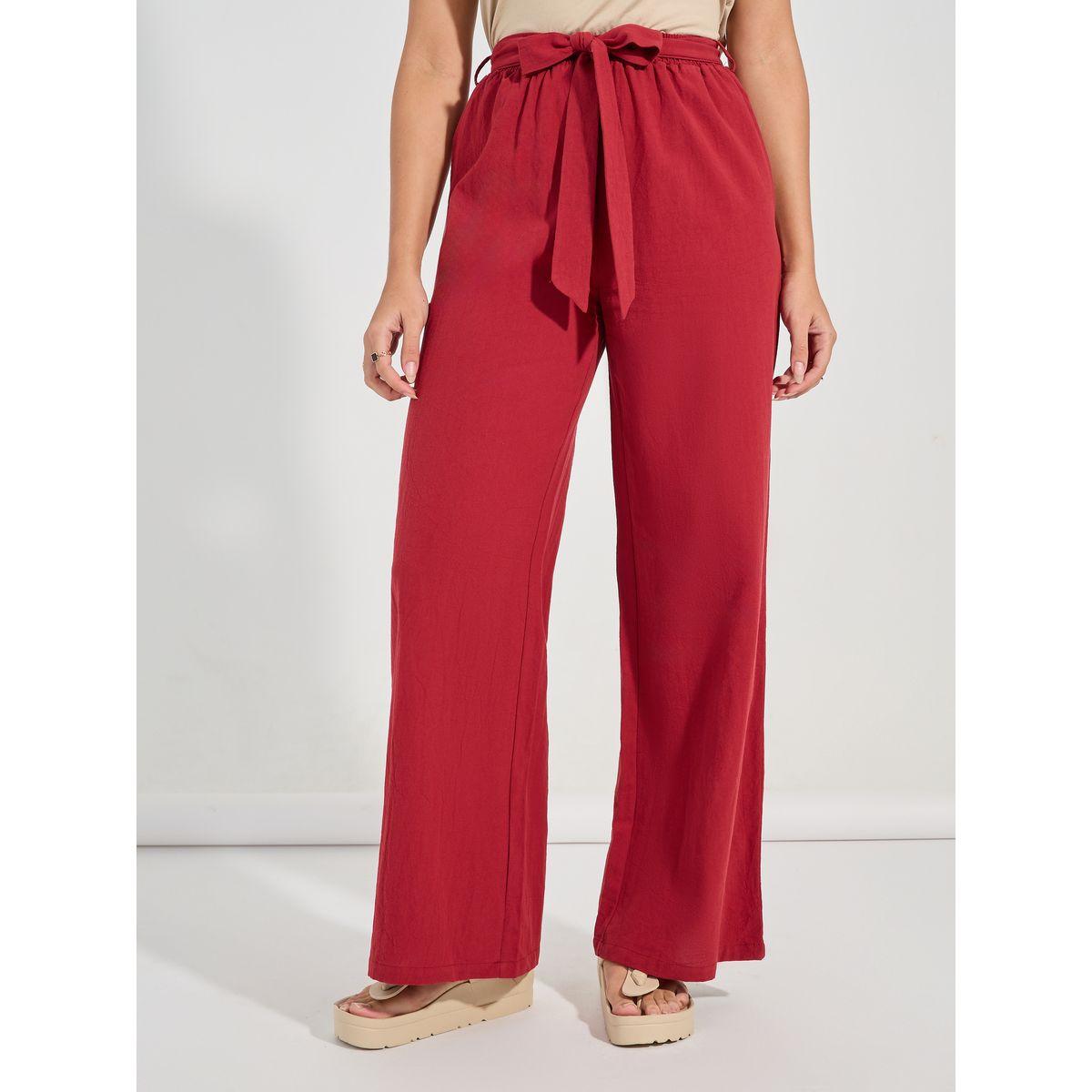 Causey X Styli  High Rise Wide Leg Pants with Self Tie Up-women-clothing-bottoms-trousers-image-2