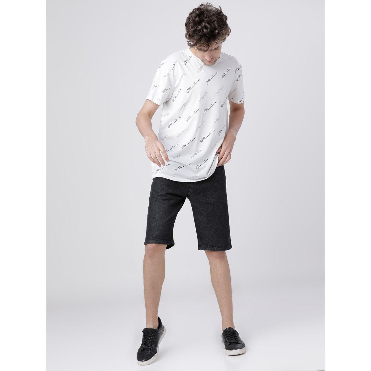شورت دنيم سادة بقصة سليم فت هايلاندر × ستايلي-men-clothing-bottoms-shorts-image-4