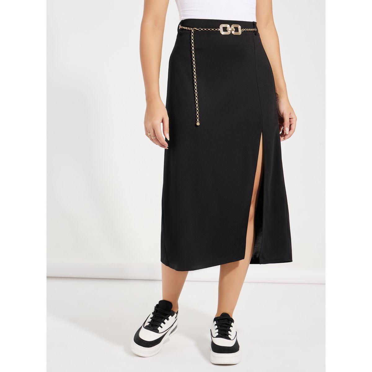 Causey X Styli  Side Split Midi Skirt with Belt Loops-women-clothing-bottoms-skirts-image-2
