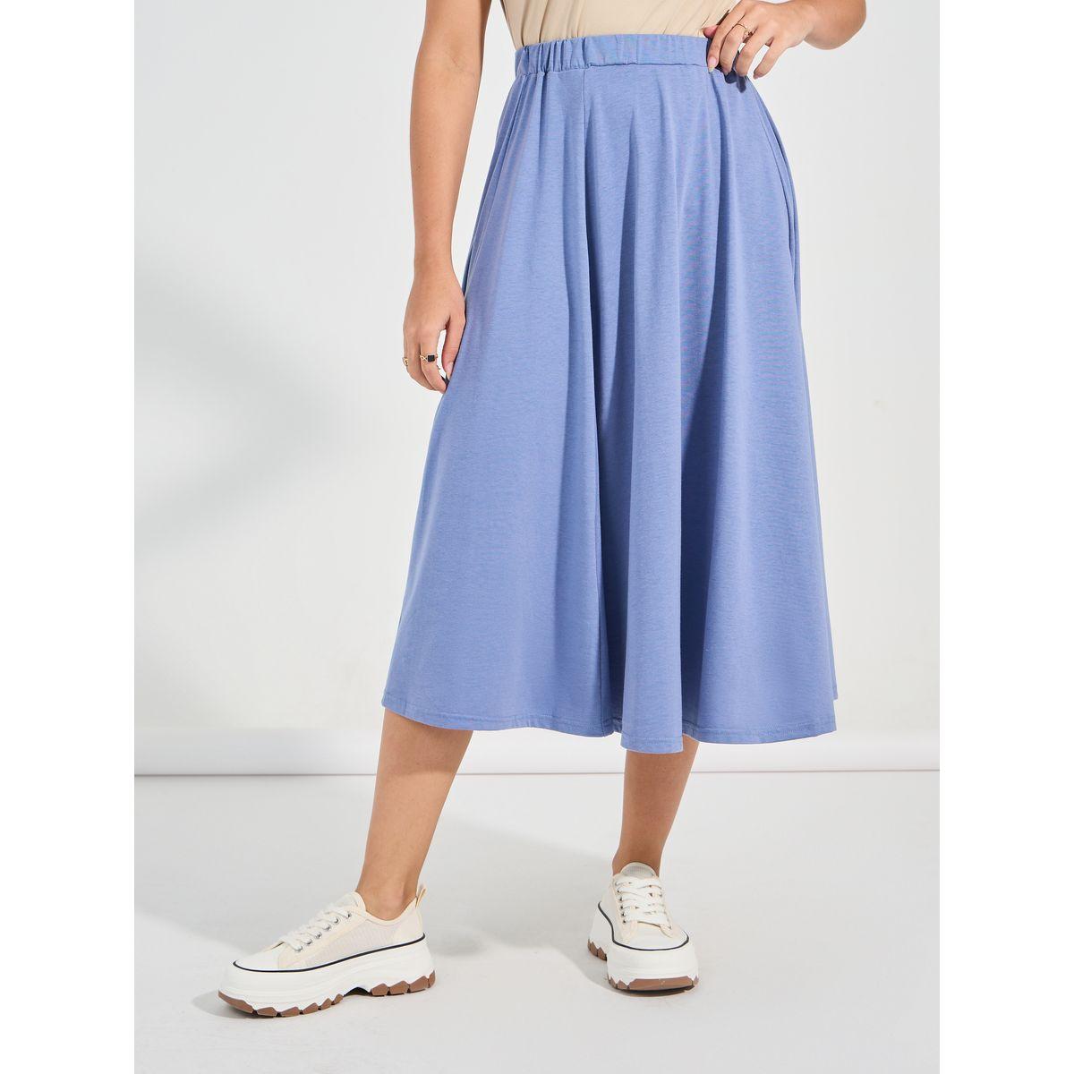 Causey X Styli  Semi-Elastic Waistband A-Line Midi Skirt-women-clothing-bottoms-skirts-image-2