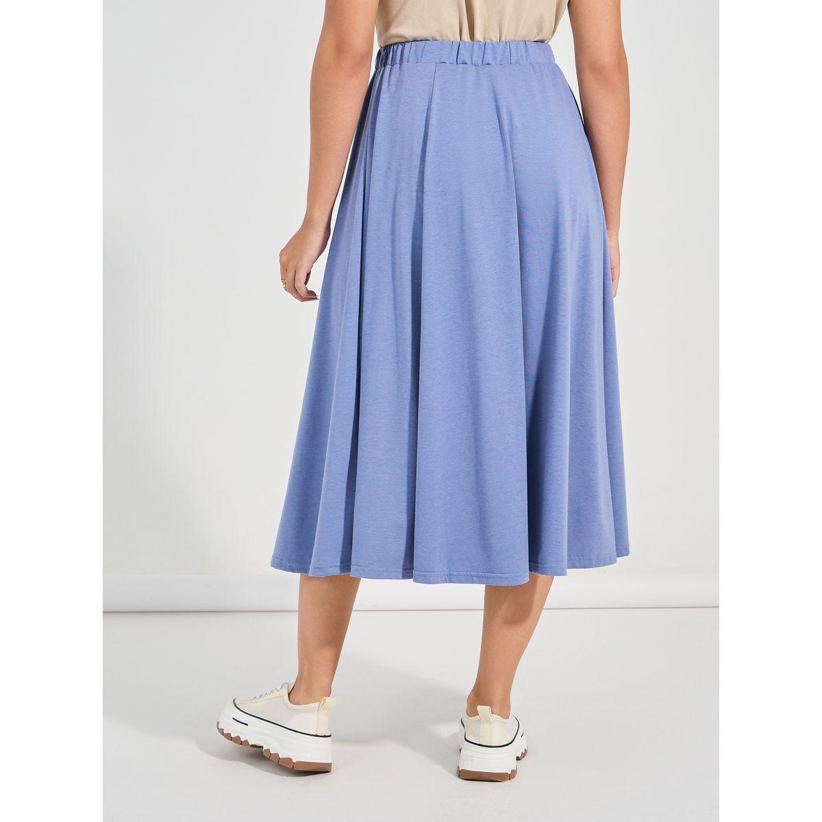 Causey X Styli  Semi-Elastic Waistband A-Line Midi Skirt-women-clothing-bottoms-skirts-image-4