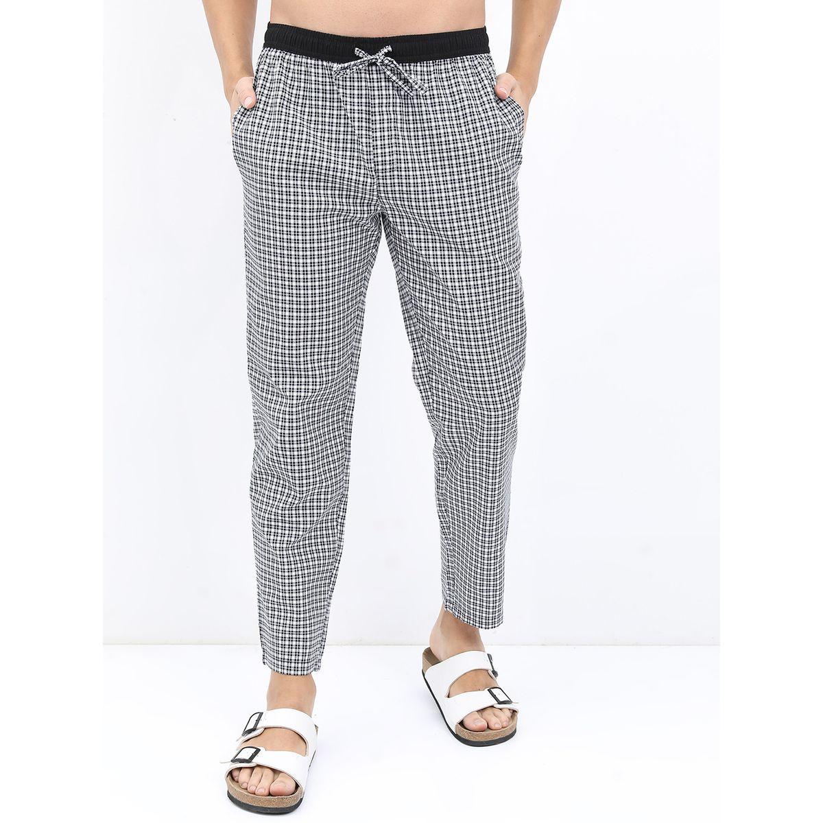 بنطال مطبع بمربعات مع خصر متوسط هايلاندر × ستايلي-men-clothing-nightwear-pyjamaandshorts-image-1