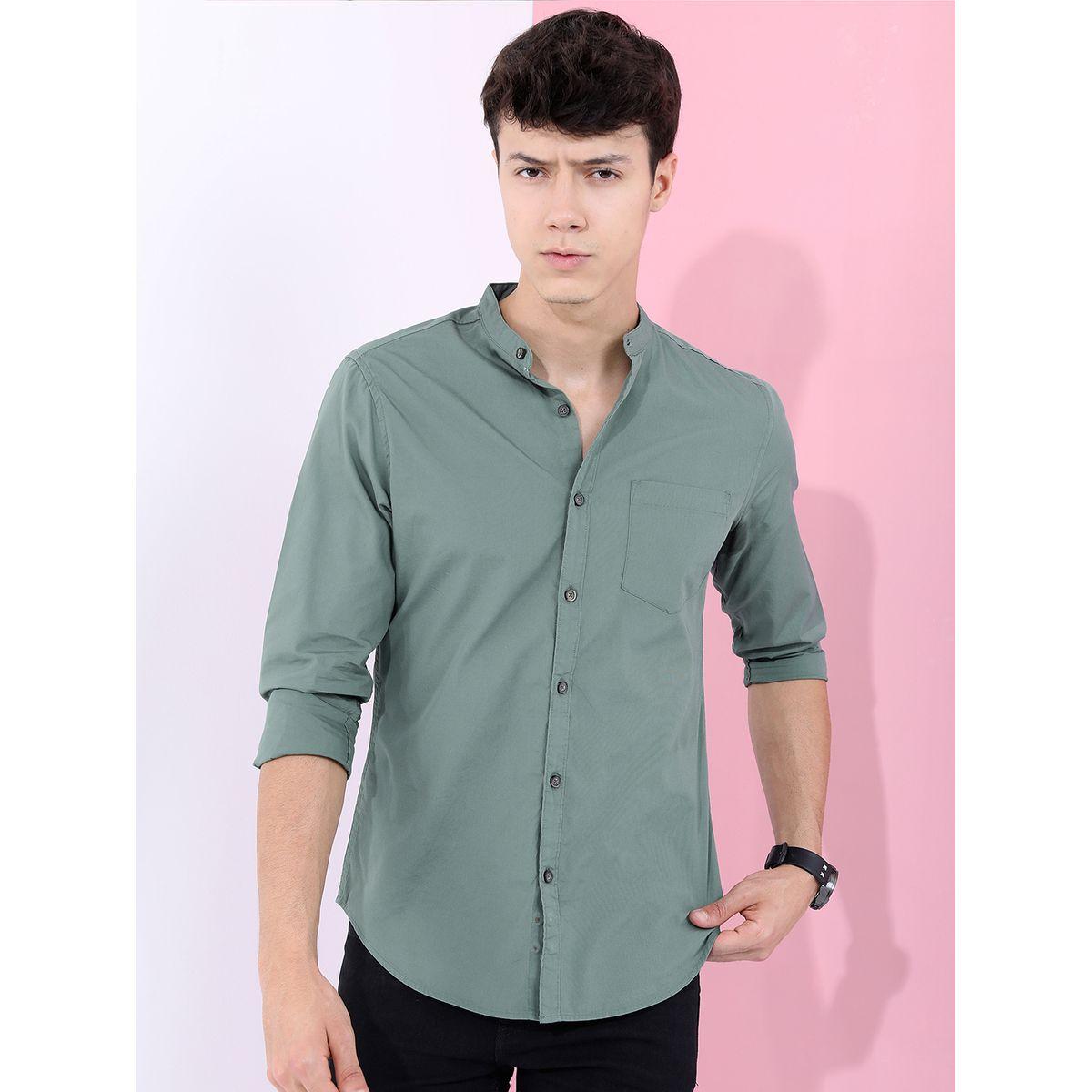 Highlander X Styli  Mandarin Collar Slim Fit Casual Shirt-men-clothing-shirts-image-1