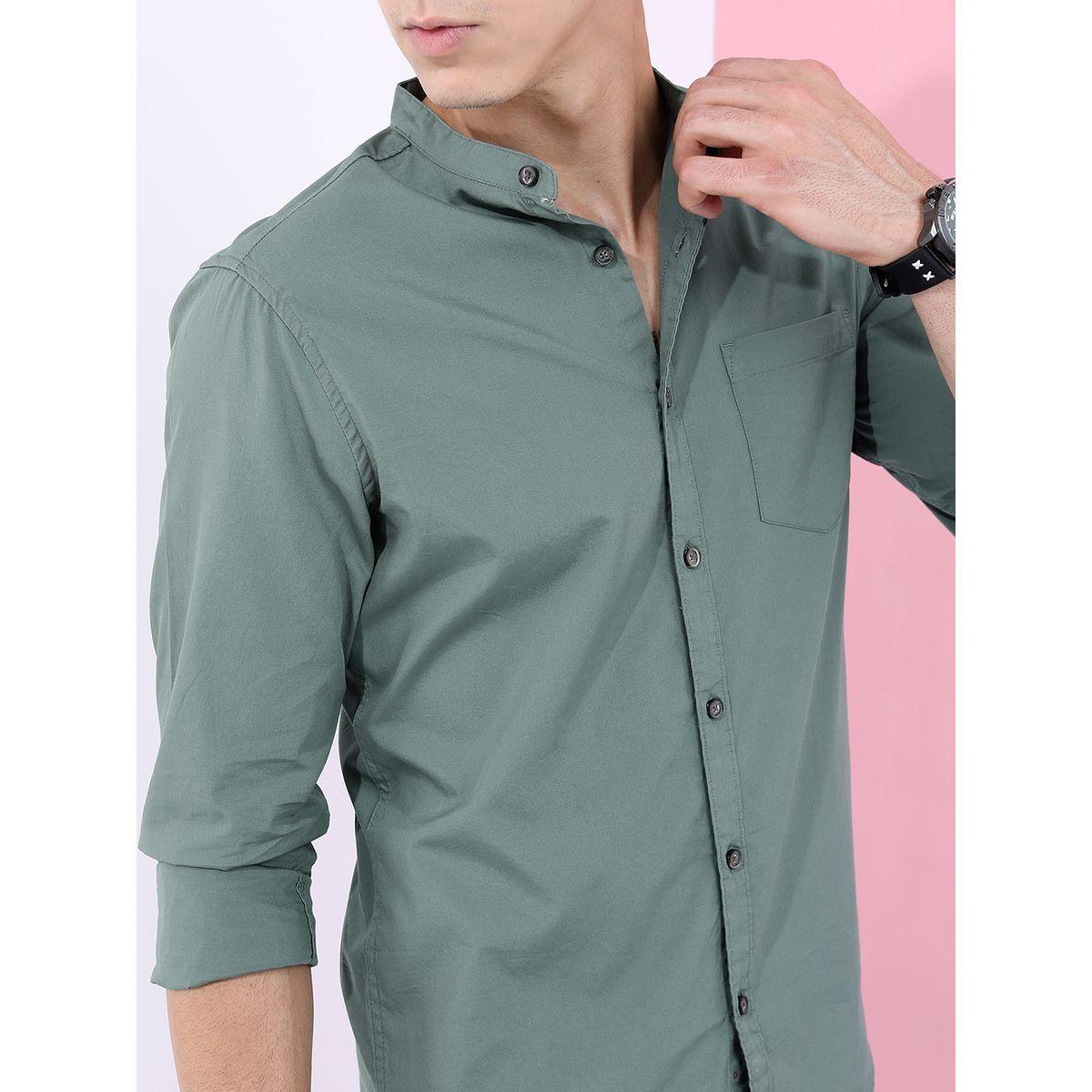 Highlander X Styli  Mandarin Collar Slim Fit Casual Shirt-men-clothing-shirts-image-2