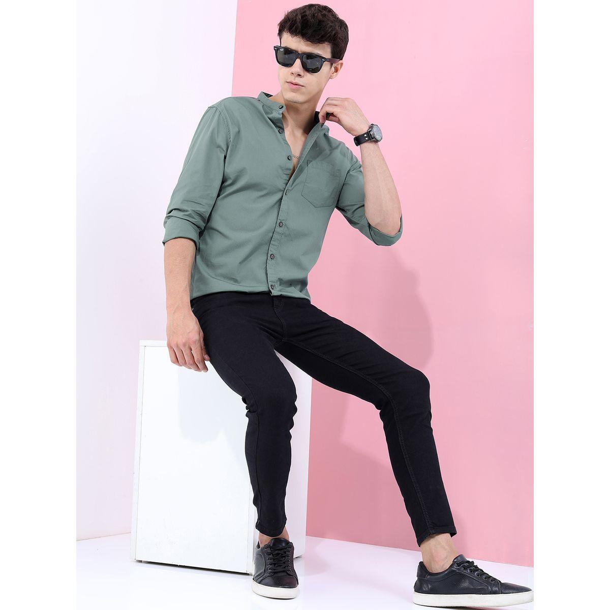 Highlander X Styli  Mandarin Collar Slim Fit Casual Shirt-men-clothing-shirts-image-4