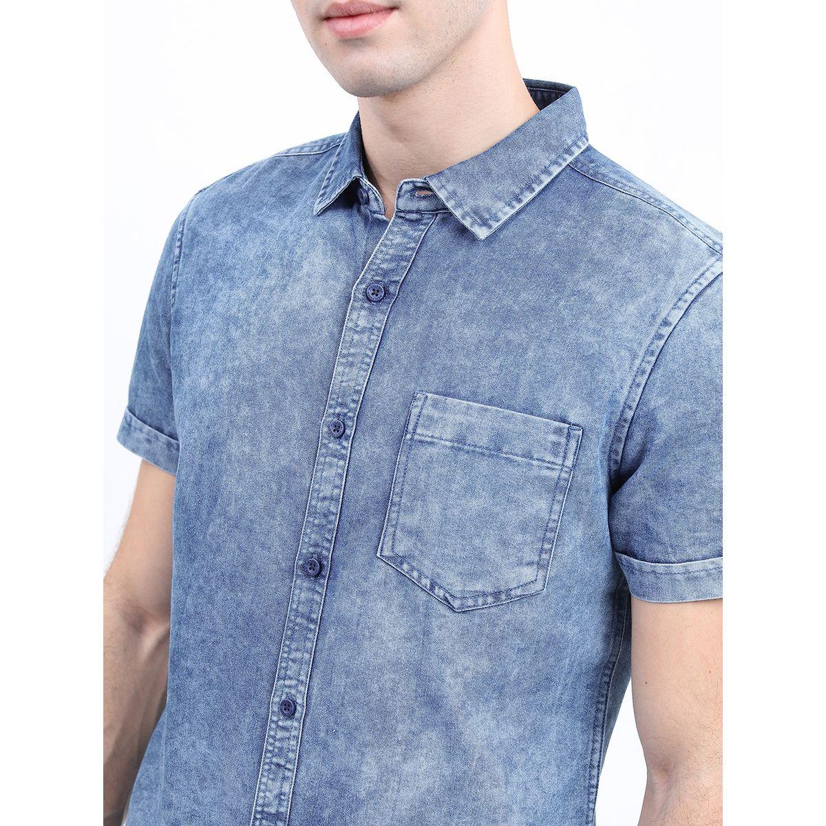 قميص بقصة سليم فت وتفاصيل باهتة هايلاندر × ستايلي-men-clothing-shirts-image-2