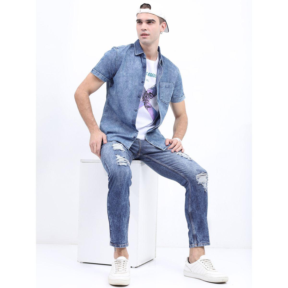 قميص بقصة سليم فت وتفاصيل باهتة هايلاندر × ستايلي-men-clothing-shirts-image-4