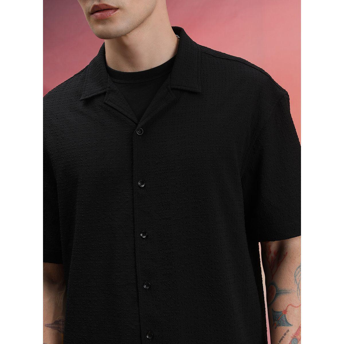 قميص فضفاض بتفاصيل بارزة الملمس هايلاندر × ستايلي-men-clothing-shirts-image-2