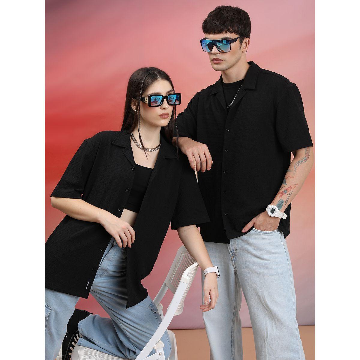 قميص فضفاض بتفاصيل بارزة الملمس هايلاندر × ستايلي-men-clothing-shirts-image-4