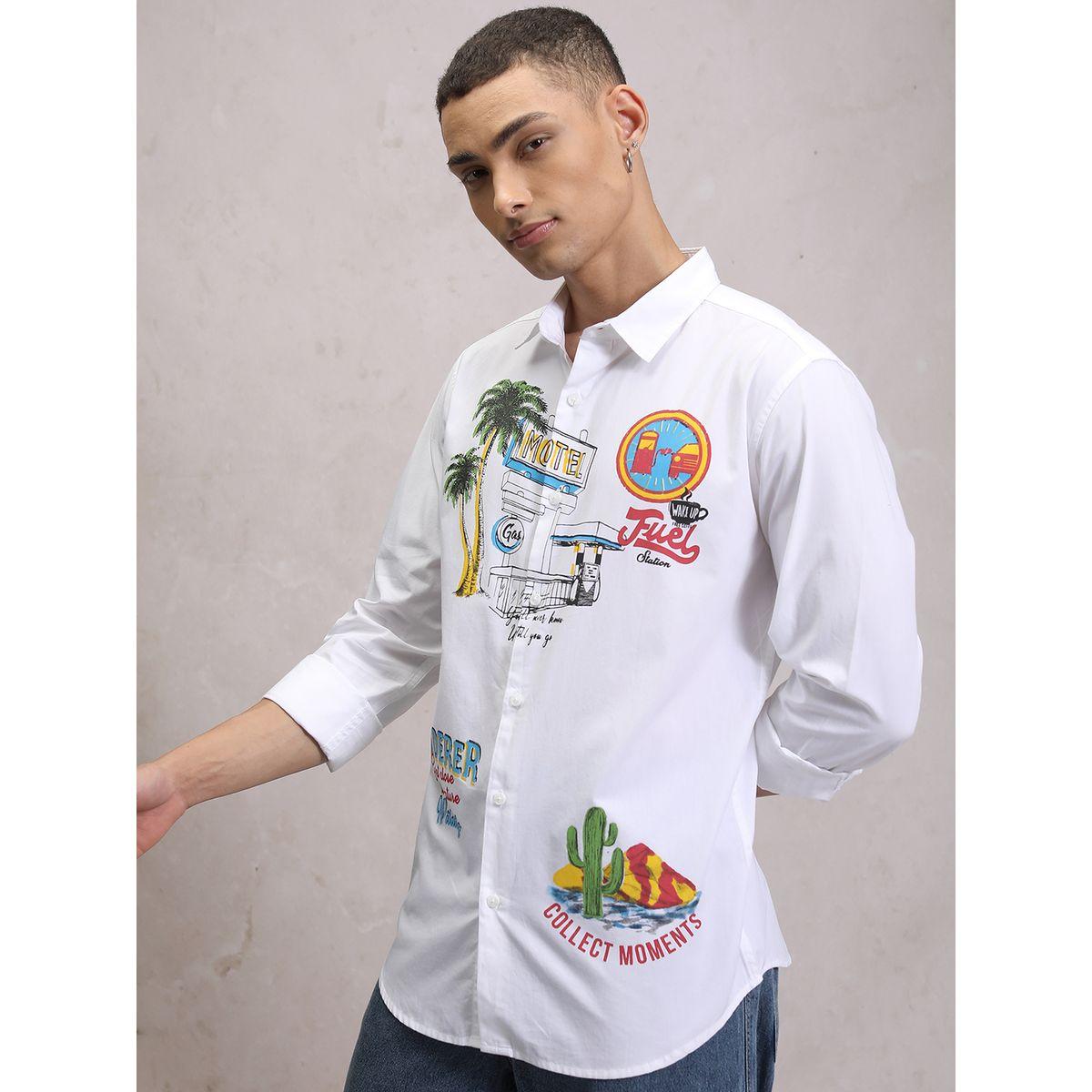 قميص قطن مطبع بطبعة جرافيك كيتش × ستايلي-men-clothing-shirts-image-1