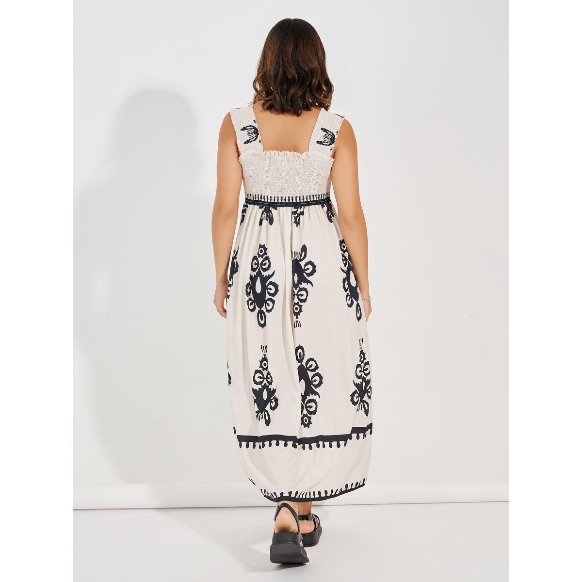 Styli Square Neck Gathered A-Line Maxi Dress-women-clothing-dresses-image-4