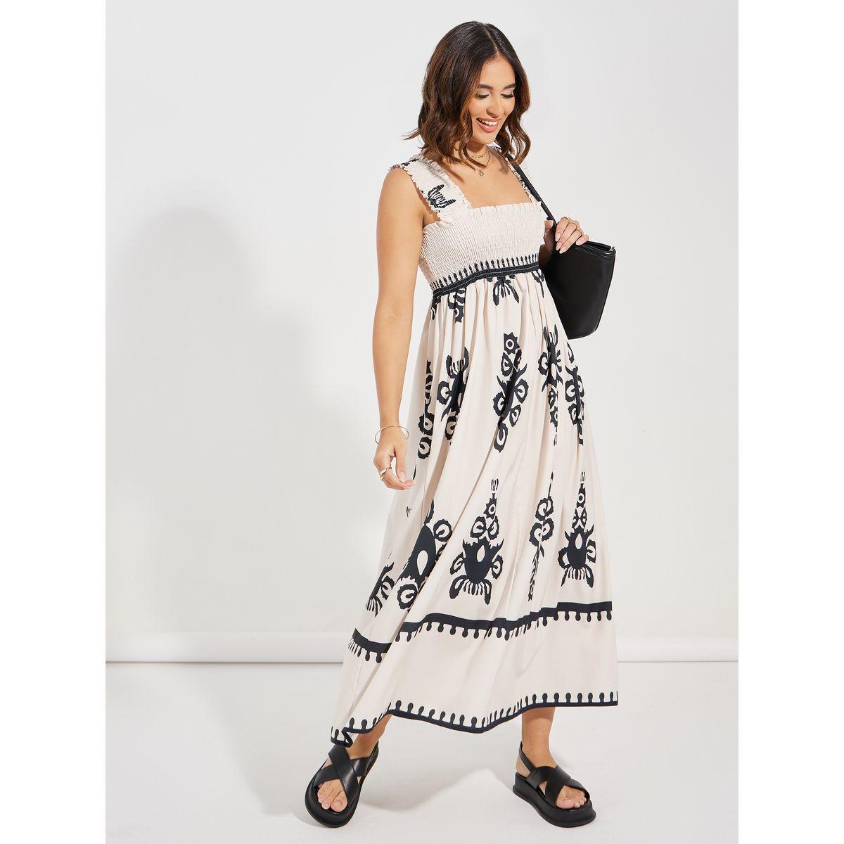 Styli Square Neck Gathered A-Line Maxi Dress-women-clothing-dresses-image-5