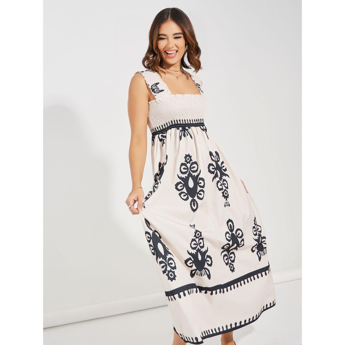 Styli Square Neck Gathered A-Line Maxi Dress-women-clothing-dresses-image-6