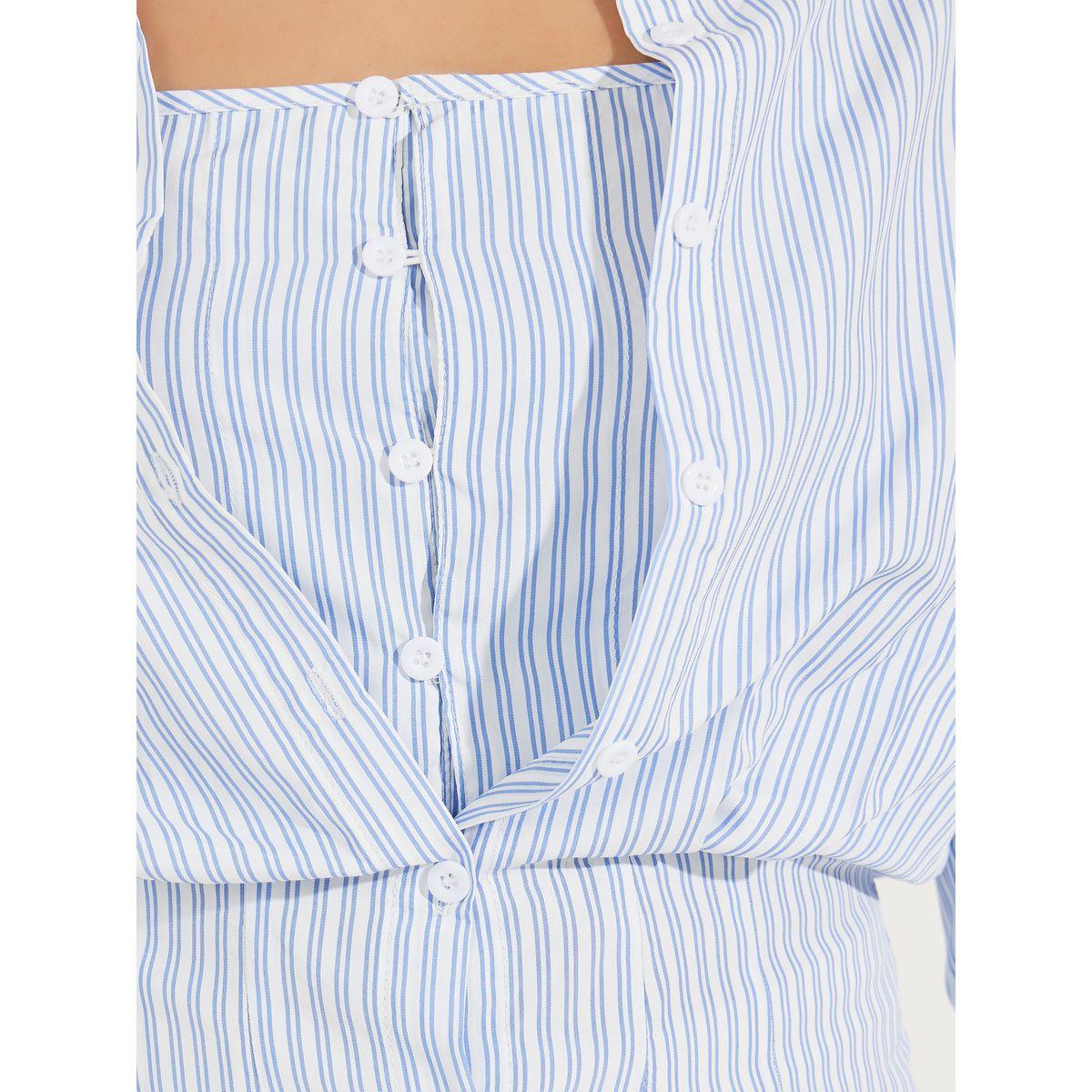 Styli Striped Fitted Waist Shirt with Attached Cami-women-clothing-tshirts-image-3