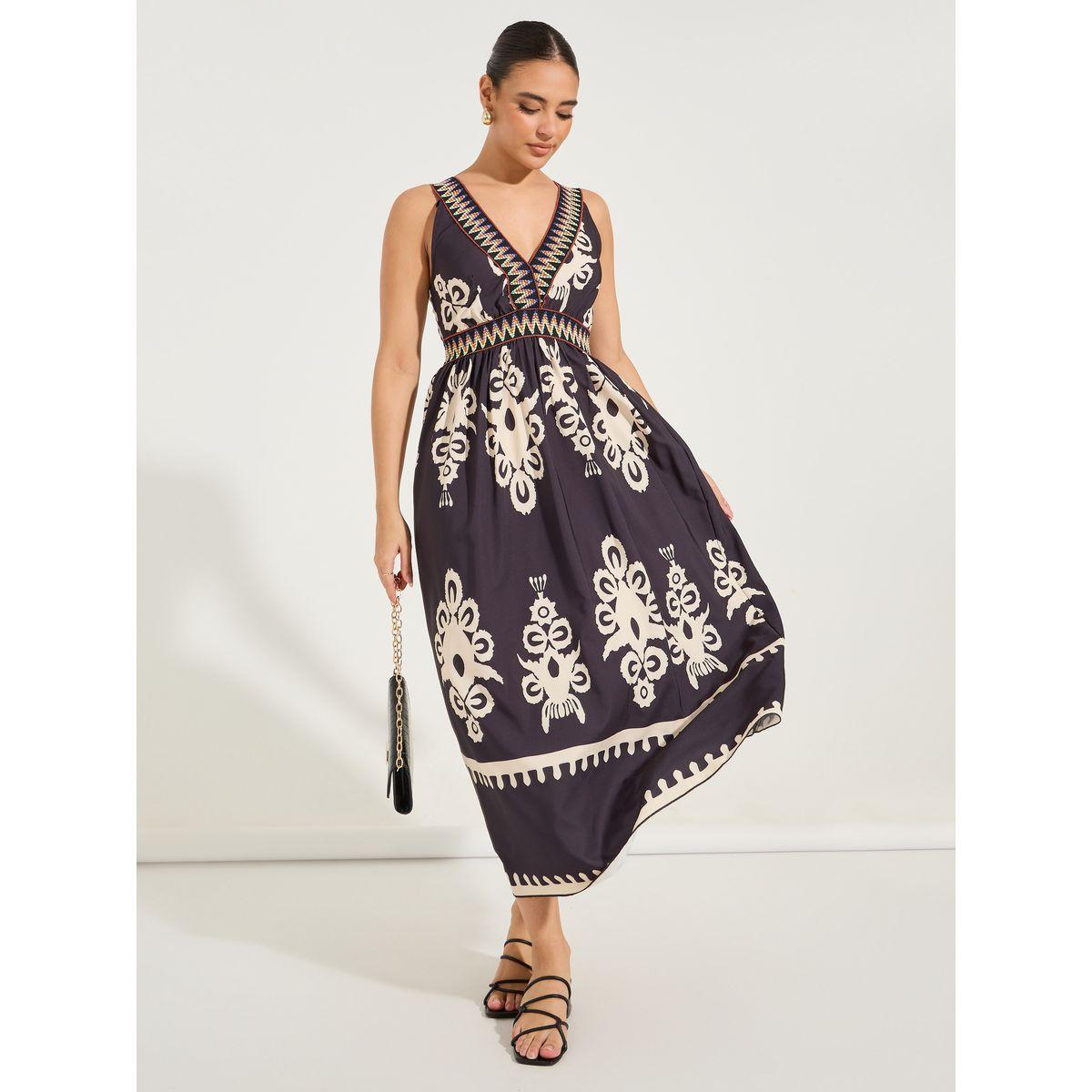 فستان طويل بلا كمام مع طبعة بوهيمية-women-clothing-dresses-image-1