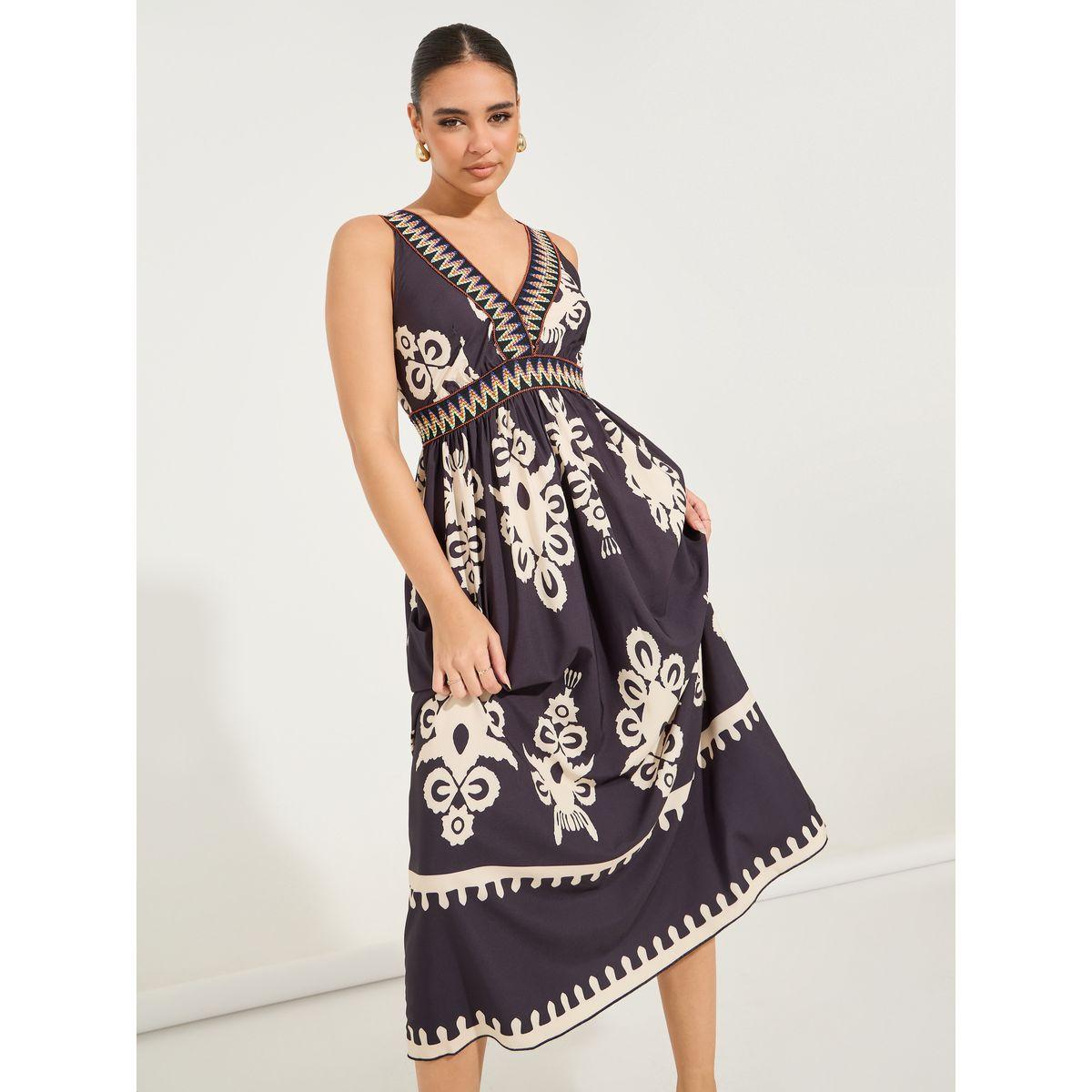 فستان طويل بلا كمام مع طبعة بوهيمية-women-clothing-dresses-image-2