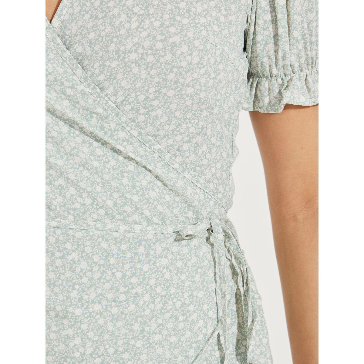 بلوزة مطبعة بزهور ونمط لف مع اكمام منفوخة ورباط-women-clothing-shirtsandblouses-blouses-image-3