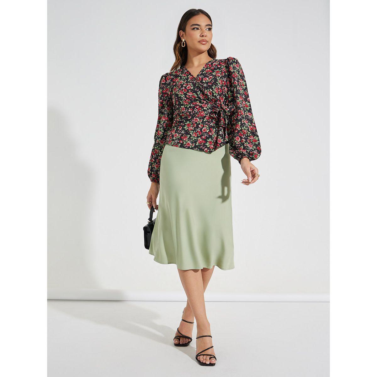 Styli Floral Print Wrap Top with Tie Waist Detail-women-clothing-shirtsandblouses-blouses-image-2