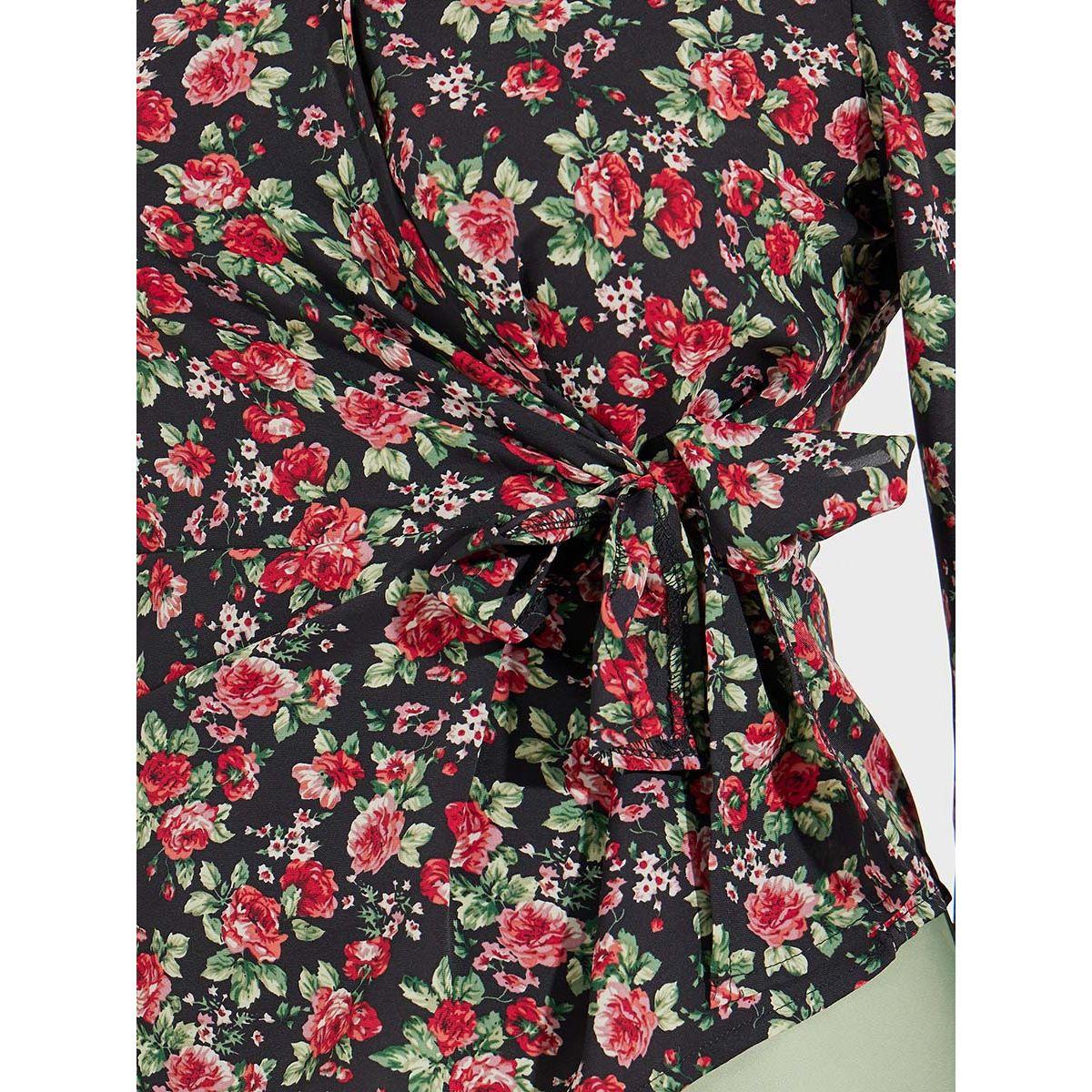 Styli Floral Print Wrap Top with Tie Waist Detail-women-clothing-shirtsandblouses-blouses-image-3