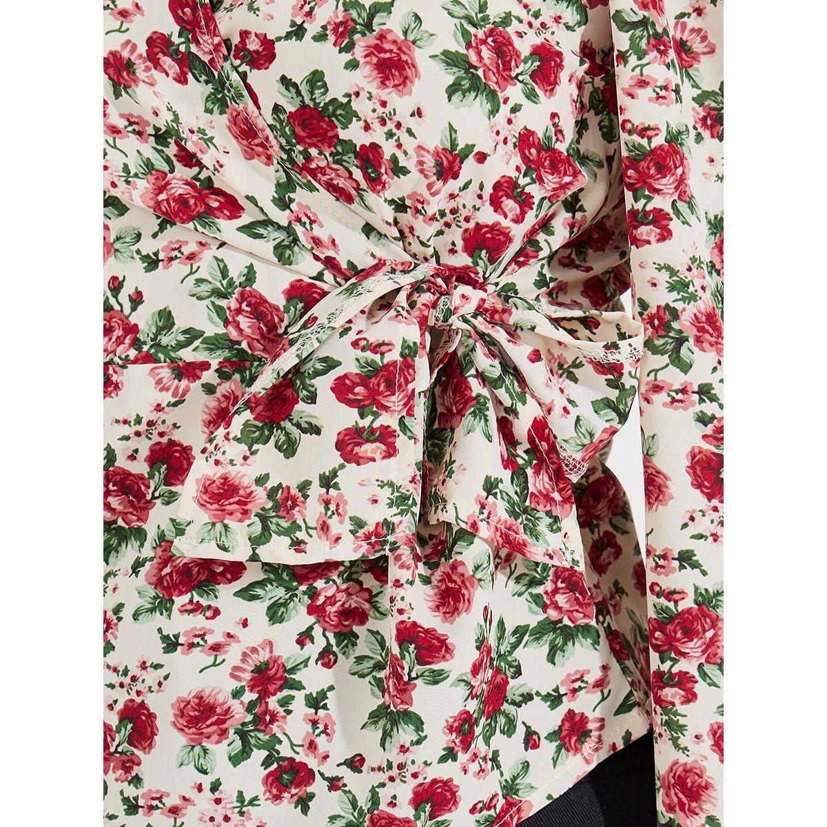 بلوزة مطبعة بزهور ونمط لف مع اكمام بالون-women-clothing-shirtsandblouses-blouses-image-4