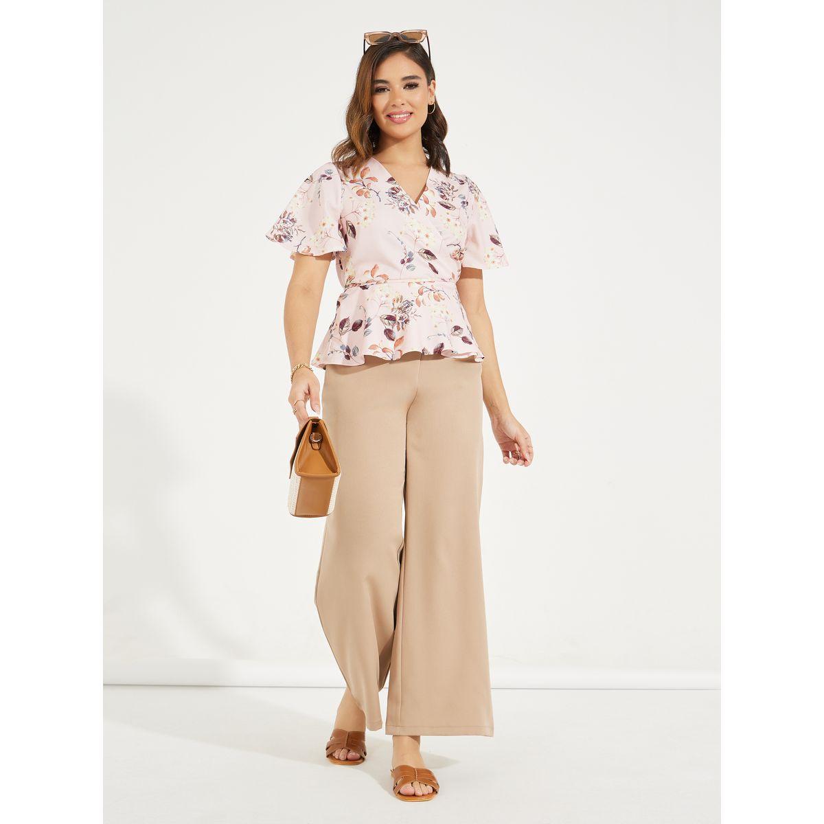 Styli Floral Print Wrap Top with Tie-Up Detail-women-clothing-shirtsandblouses-blouses-image-2