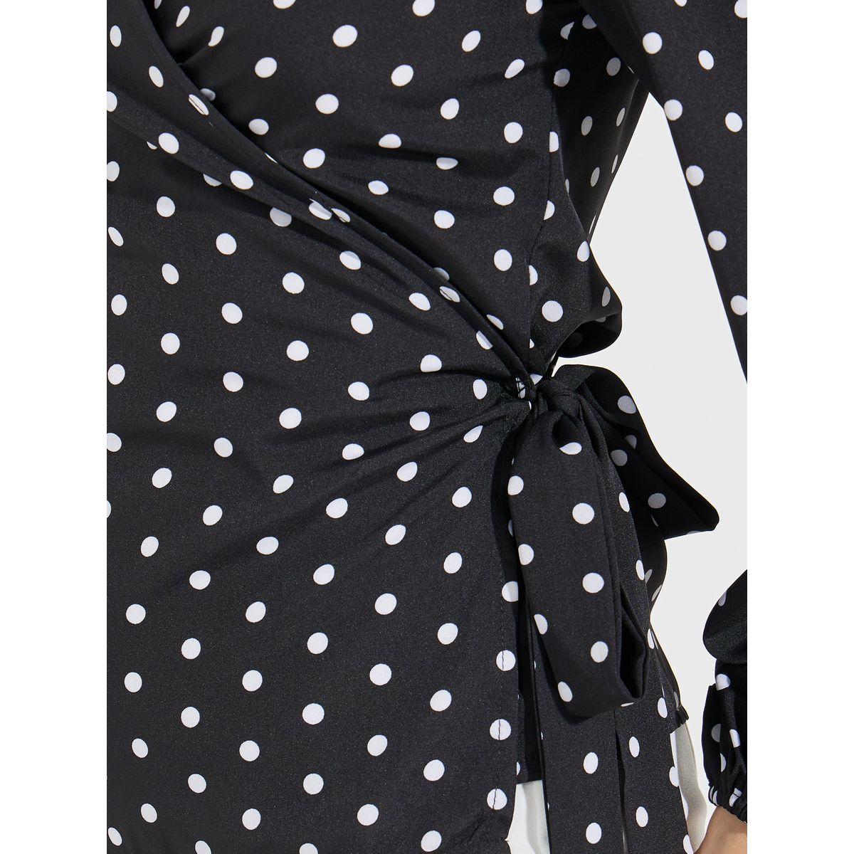 Styli Polka Dot Print Wrap Top with Tie Waist Detail-women-clothing-shirtsandblouses-blouses-image-3